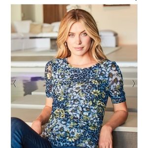 WHBM Mesh Shirred Shirt Sz M